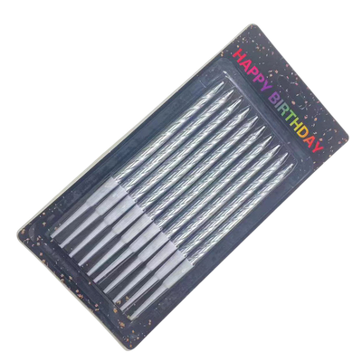 Набор свечей для торта S.G. Home Витые с подставкой SG-CC-10S (10шт, серебристый)