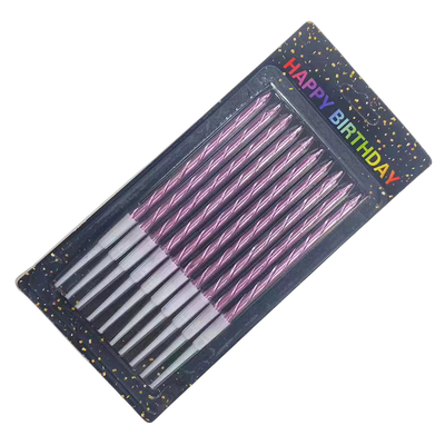 Набор свечей для торта S.G. Home Витые с подставкой SG-CC-10S (10шт, розовый)