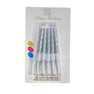 Набор свечей для торта S.G. Home Витые с подставкой SG-CC-10С (10шт, серебристый)