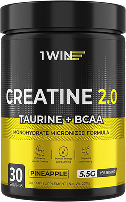 Креатин 1WIN Моногидрат с таурин, ВСАА (200г, ананас)