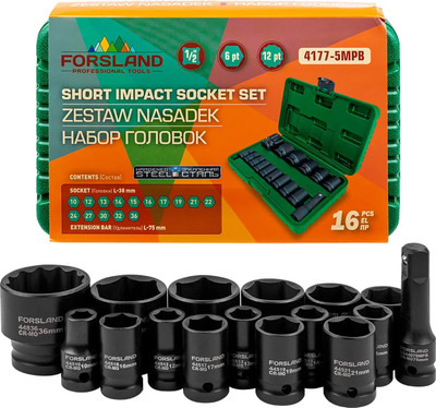 Набор головок слесарных Forsland 4177-5MPB (65466)
