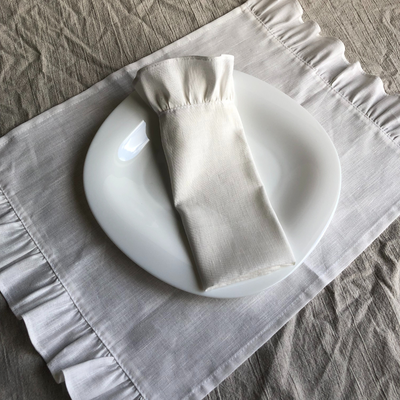 Набор сервировочных салфеток ОМурМебель 50x35см с рюшами (2шт, белый)