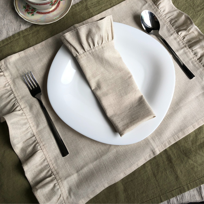 Сервировочная салфетка ОМурМебель 50x35см с рюшами (2шт, серый)