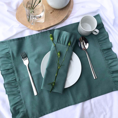 Сервировочная салфетка ОМурМебель 50x35см с рюшами (2шт, синий)