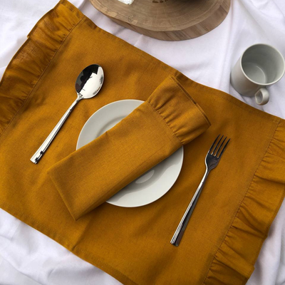 Сервировочная салфетка ОМурМебель 50x35см с рюшами (2шт, горчичный)