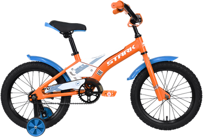 Велосипед STARK Tanuki 16 Boy 2023 / HQ-0010153 (оранжевый/синий/белый, разобранный, в коробке)