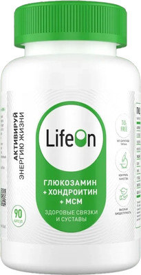 Хондропротектор LifeON Глюкозамин Хондроитин+MSM (90 капсул)