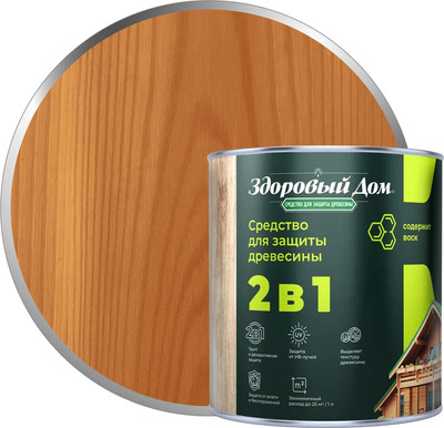 Защитно-декоративный состав Здоровый дом 2в1 Тик (800мл)