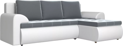 Диван угловой Stolline Ванкувер 01 правый (экокожа белая/велюр серый)