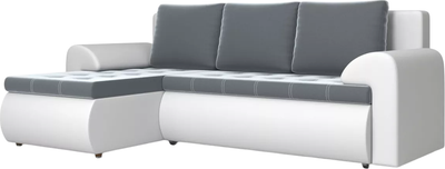 Диван угловой Stolline Ванкувер 02 левый (экокожа белая/велюр серый)