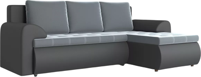 Диван угловой Stolline Ванкувер 03 правый (экокожа черная/велюр серый)