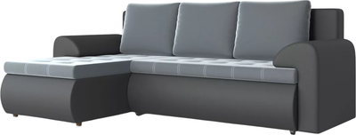 Диван угловой Stolline Ванкувер 04 левый (экокожа черная/велюр серый)
