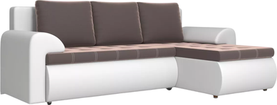 Диван угловой Stolline Ванкувер 05 правый (экокожа белая/велюр коричневый)