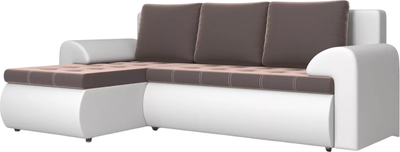 Диван угловой Stolline Ванкувер 06 левый (экокожа белая/велюр коричневый)