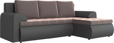 Диван угловой Stolline Ванкувер 07 правый (экокожа черная/велюр коричневый)