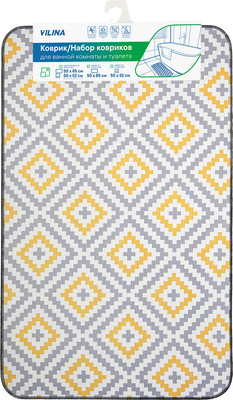 Коврик для ванной Вилина Ромбы 7068-22002 (50x85, серый/желтый)