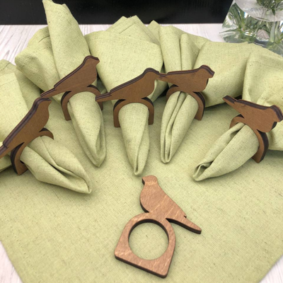 Сервировочная салфетка ОМурМебель с держателем Птичка (6шт, зеленый)