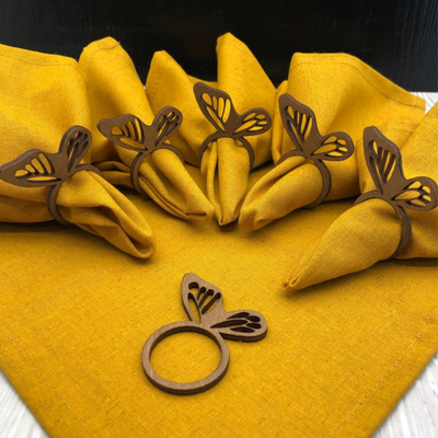 Сервировочная салфетка ОМурМебель с держателем Бабочка (6шт, горчичный)