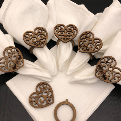 Сервировочная салфетка ОМурМебель с держателем Резное сердце (6шт, белый)