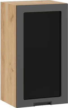 Шкаф навесной для кухни ТриЯ Гренада 1В4С с одной дверью со стеклом (дуб крафт золотой/холст вулкан)