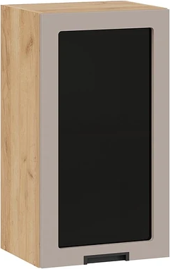 Шкаф навесной для кухни ТриЯ Гренада 1В4С с одной дверью со стеклом (дуб крафт золотой/холст латте)