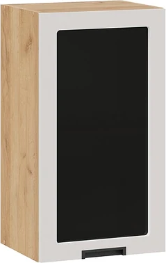 Шкаф навесной для кухни ТриЯ Гренада 1В4С с одной дверью со стеклом (дуб крафт золотой/холст мокко)