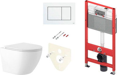 Унитаз подвесной с инсталляцией Saniteco KW-9003W Rimles + TECE Kit 9400413