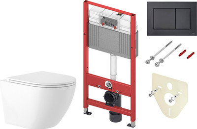 Унитаз подвесной с инсталляцией Saniteco KW-9003W Rimles + TECE 9400414