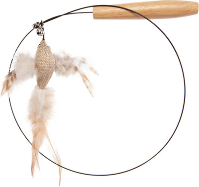 Игрушка для кошек ZooZooZoo Удочка-дразнилка Птичка с колокольчиком / HM-40 (бежевый)