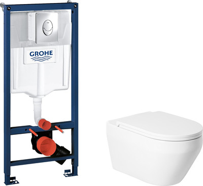 Унитаз подвесной с инсталляцией Saniteco KW-9009W + GROHE Rapid SL 38721001