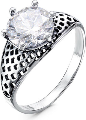 Кольцо Wolves Нежный поцелуй Серебрение 1637 (р.19.5, камень белый)