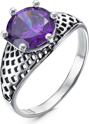 Кольцо Wolves Нежный поцелуй Серебрение 1646 (р.19, камень фиолетовый)