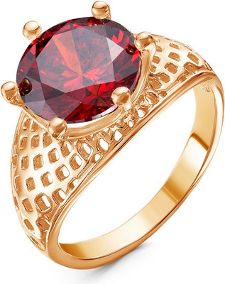 Кольцо Wolves Нежный поцелуй Позолота 1654 (р.17.5, камень красный)