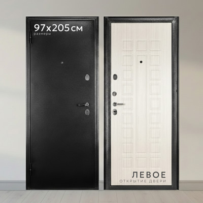 Входная дверь Guard MG60 МДФ 97х205 левая (черное серебро/белый ясень)