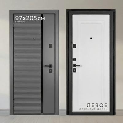 Входная дверь Guard MG60 МДФ/МДФ 97х205 левая (серый/белый ясень)