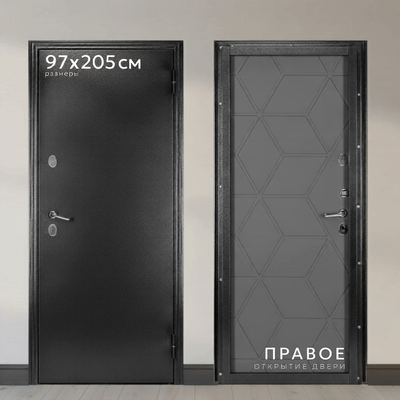 Входная дверь Guard Термо MG75 97х205 правая (черное серебро/серый)