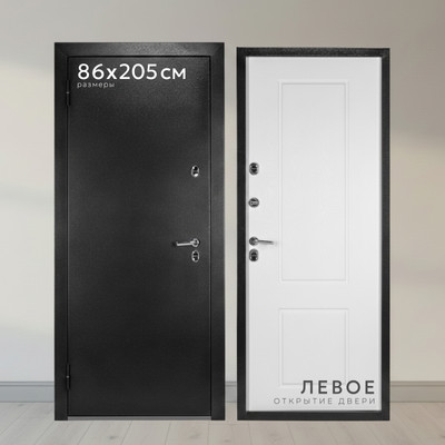 Входная дверь Guard Термо MG109 86x205 левая (черное серебро/белый ясень)