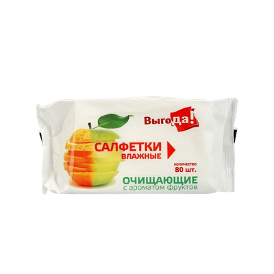Влажные салфетки Выгода Освежающие Фруктовый аромат (80шт)