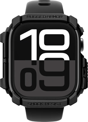 Защитный чехол для умных часов Spigen Rugged Armor для Apple Watch 10 42мм / ACS08585 (матовый черный)