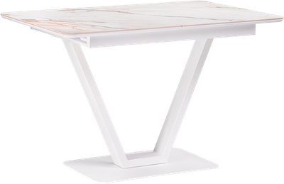 Обеденный стол Woodville Бугун 120-160х80х77 / 532390 (белый мрамор с прожилками/белый)