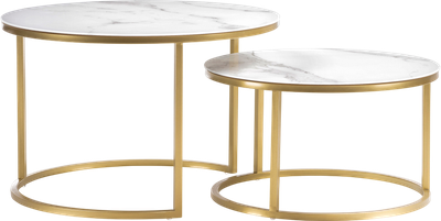 Комплект журнальных столиков Woodville Плумерия / 500008 (белый мрамор/золото)