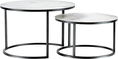 Комплект журнальных столиков Woodville Плумерия / 500007 (белый мрамор/черный)