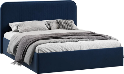 Двуспальная кровать ТриЯ Тиффани Тип 1 c ПМ 180x200 (микровелюр Wellmart Blue)