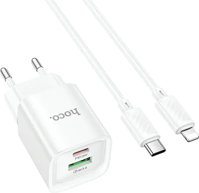 Зарядное устройство сетевое Hoco C147A Charm 20W + кабель (белый)