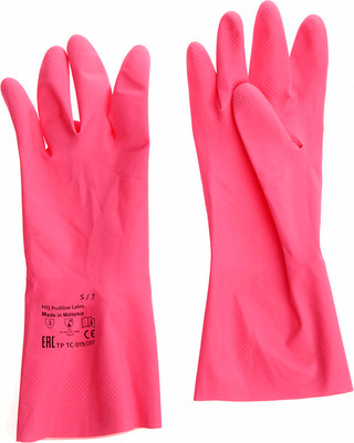 Перчатки хозяйственные HQ Profiline Латексные многоразовые / 73579 (S, красный)