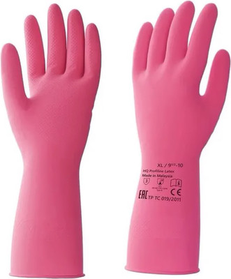 Перчатки хозяйственные HQ Profiline Латексные многоразовые / 75678 (XL, красный)
