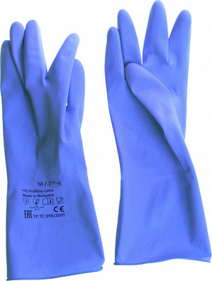Перчатки хозяйственные HQ Profiline Латексные многоразовые / 74734 (M, синий)