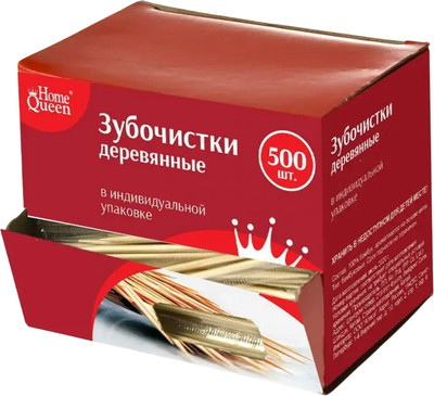 Зубочистки HomeQueen В индивидуальной упаковке / 56591 (500шт)