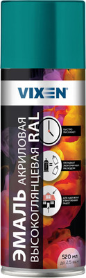 Эмаль Vixen Акриловая высокоглянцевая VX65021 (520мл, водная синь RAL 5021)