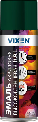 Эмаль Vixen Акриловая высокоглянцевая VX66005 (520мл, зеленый мох RAL 6005)